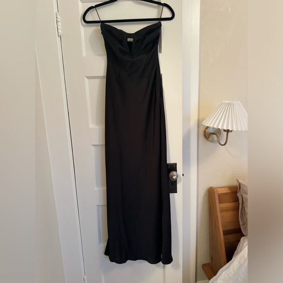 Valeria Black Strapless Satin Maxi Dress - Picture 4 of 5